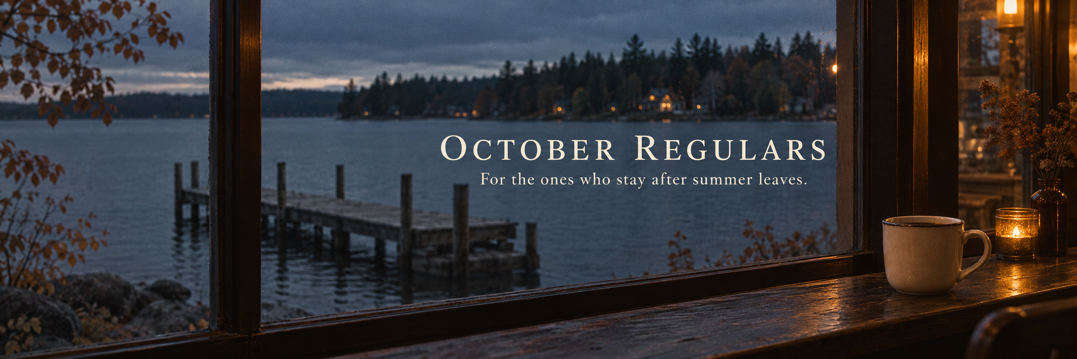 October Regulars: a warm coffee cup beside a quiet lakeside window after summer